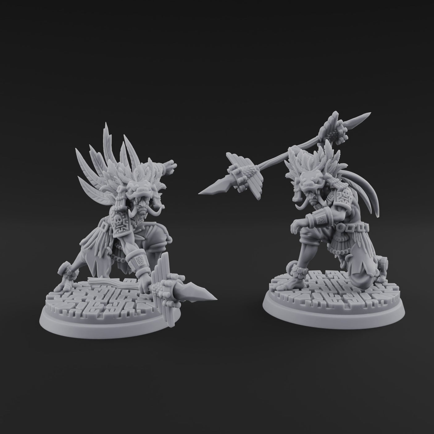 Aztec Inspired Spear Held High Hobgoblin Warrior
