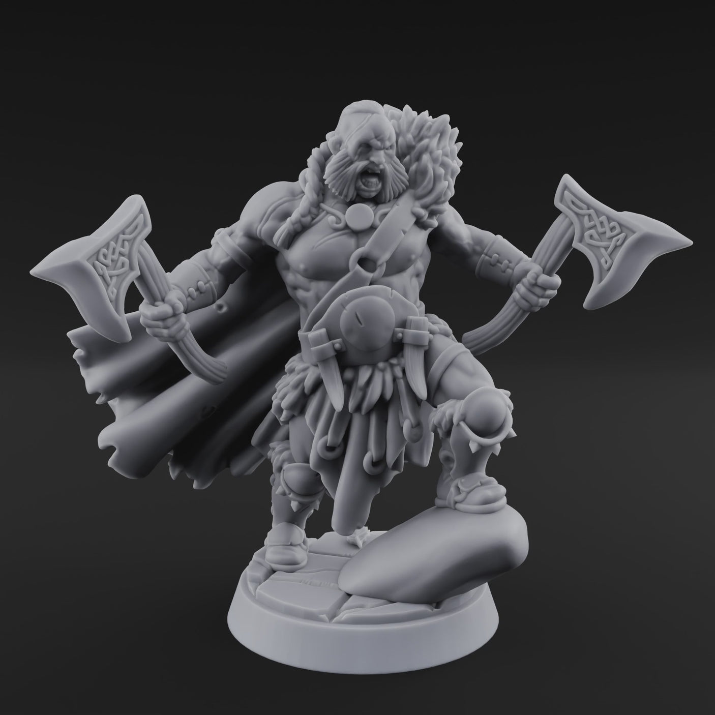 Axes Held High Barbarian Warchief