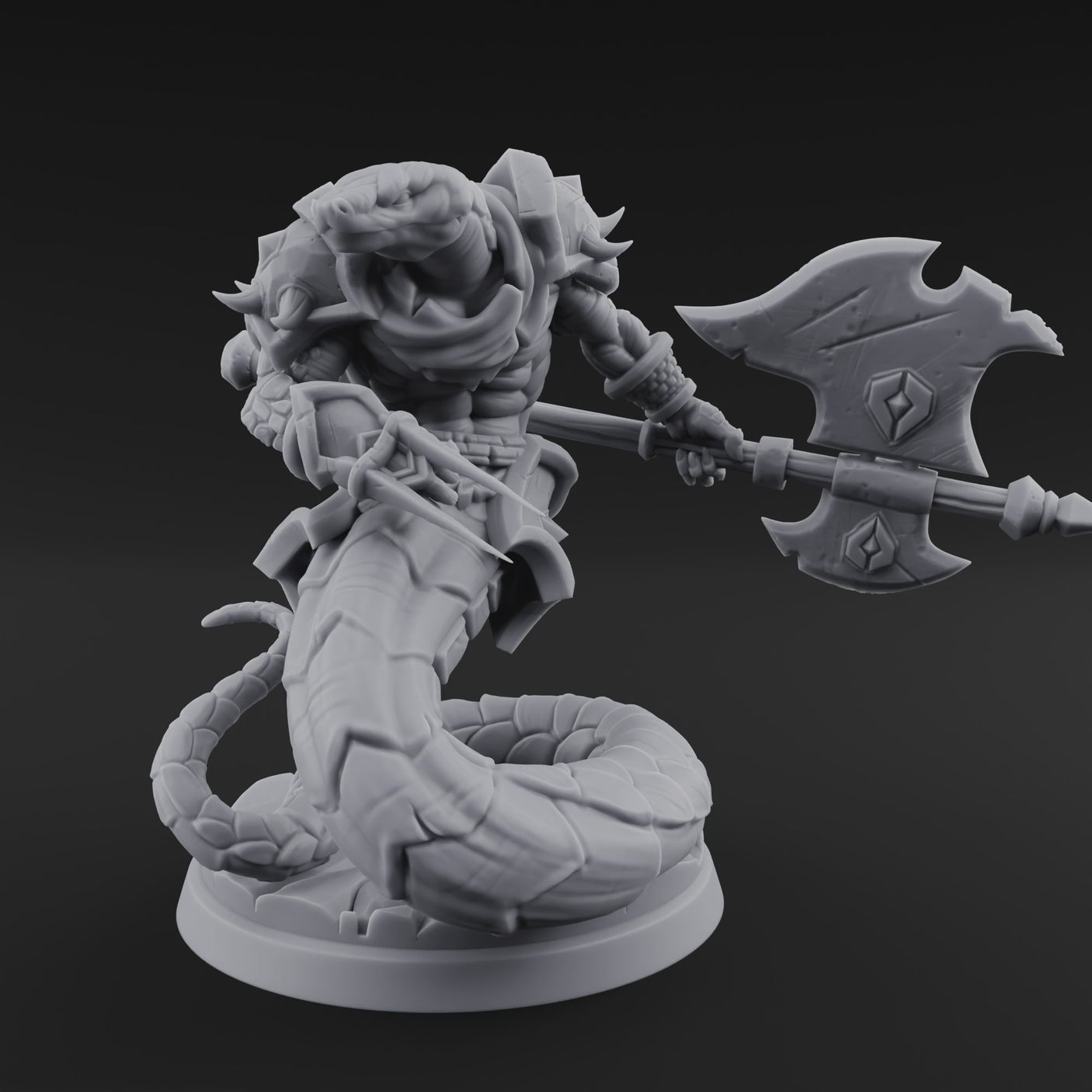 Swooping and Coiled Naga Warriors A
