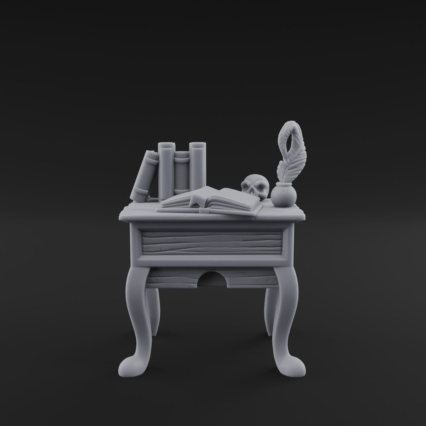 Skull-Crowned Scholar's Writing Desk