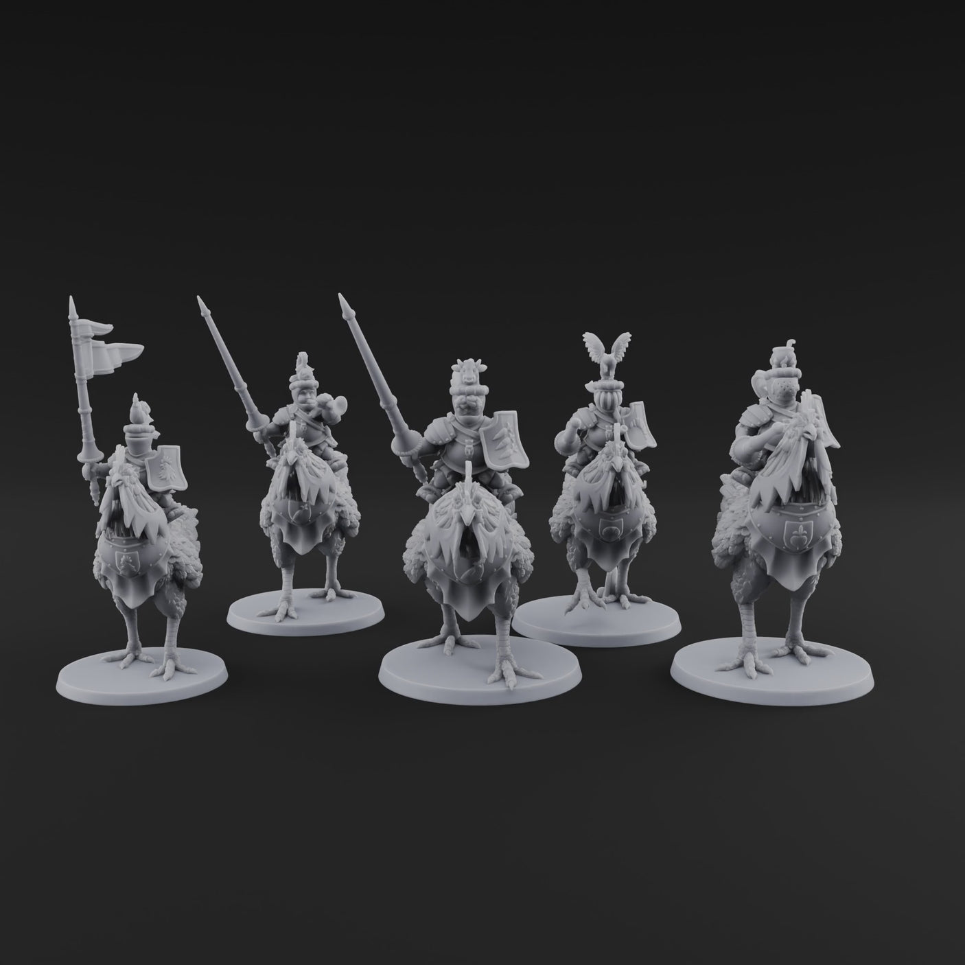 Regally Mounted Halfling Chicken Riders