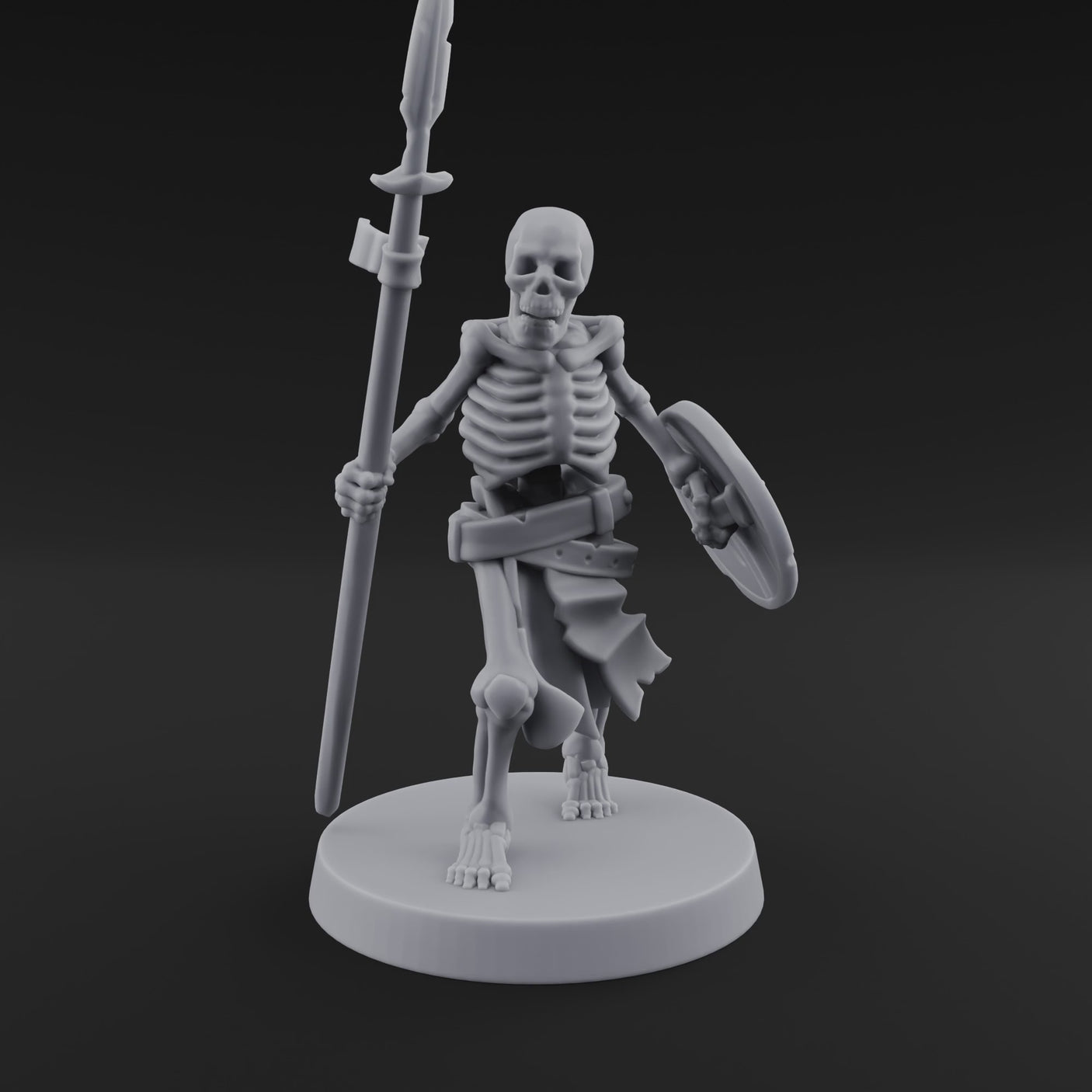 Shield And Spear Standing Skeleton Warrior