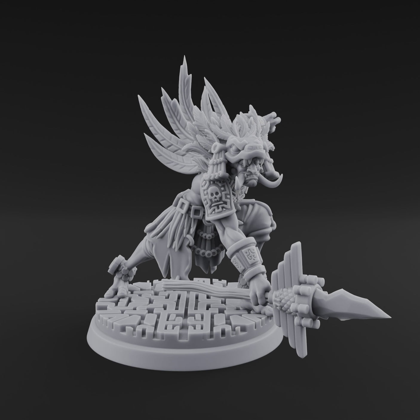 Aztec Inspired Spear Held High Hobgoblin Warrior B
