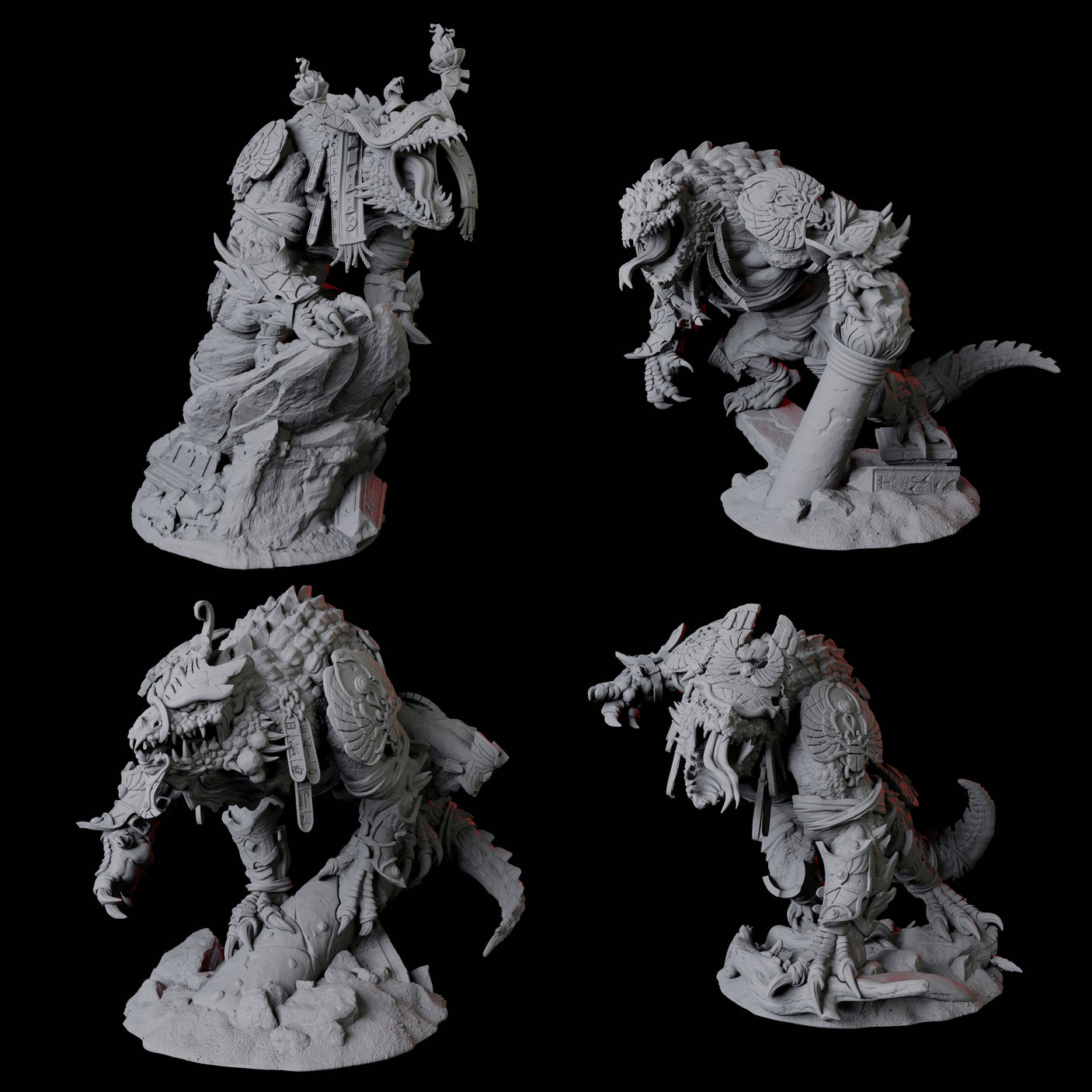 Four Crocodile Lizardfolk Warriors