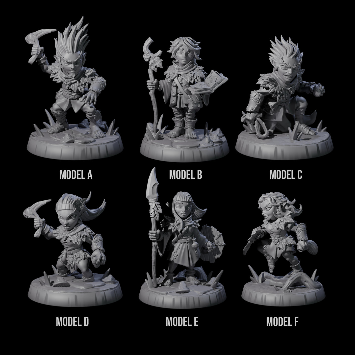 Six Galavanting Forest Halflings