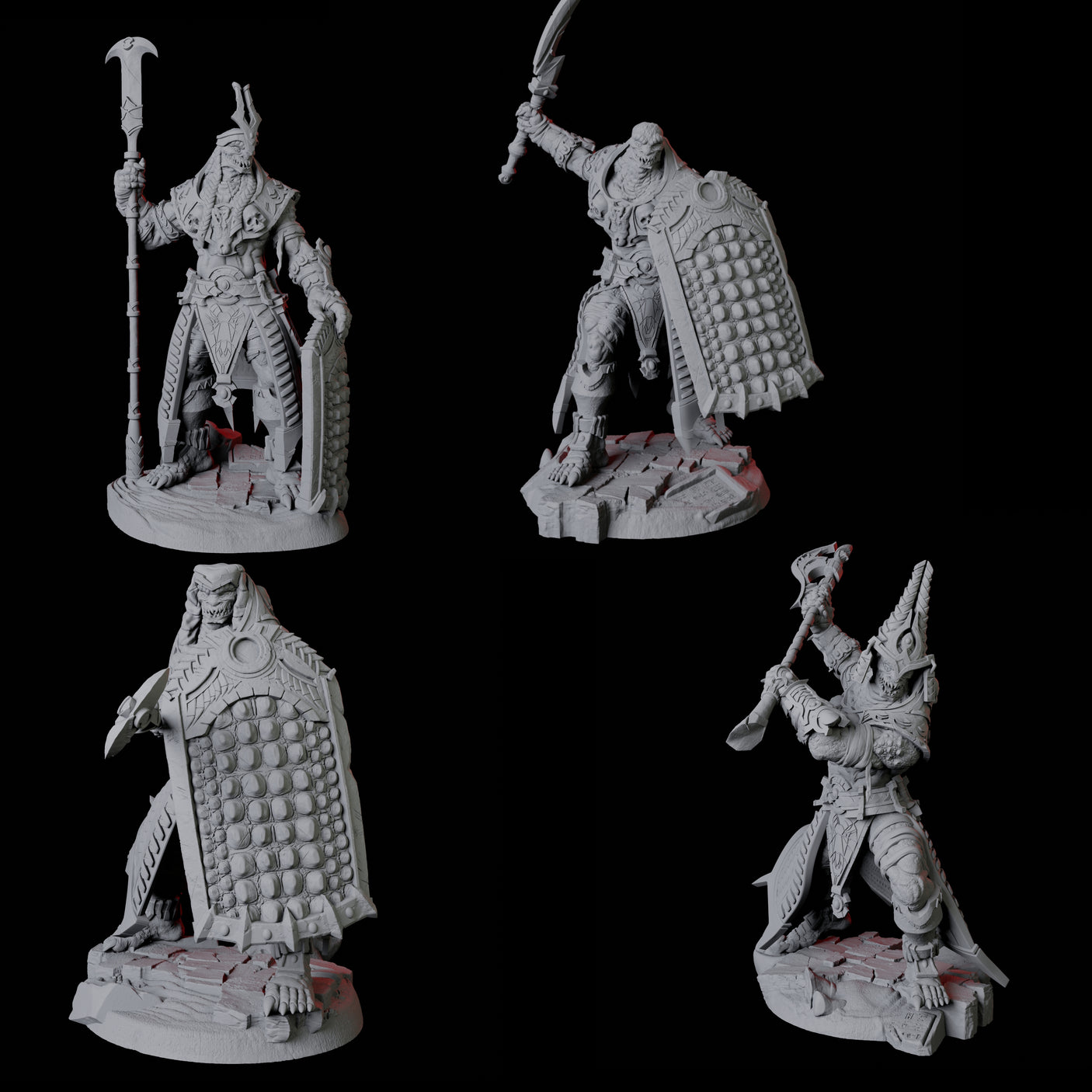 Four Saurian War Priests