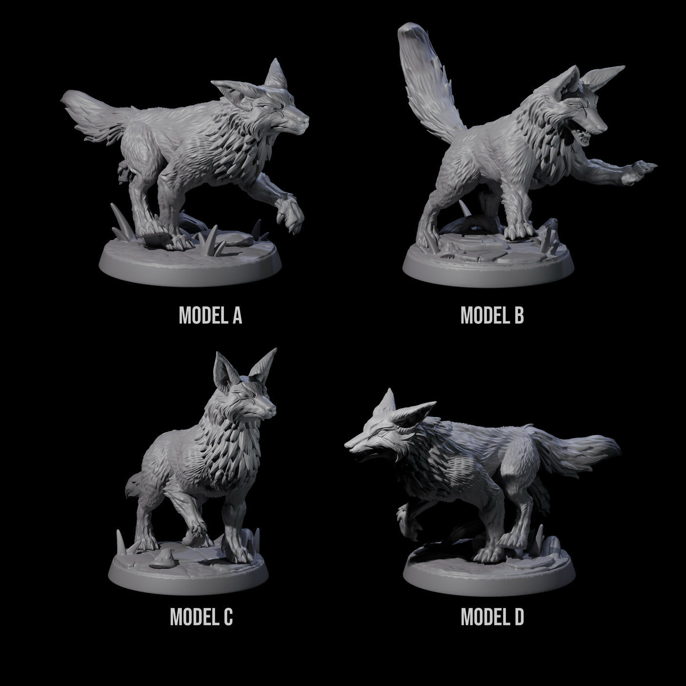 Four Playful Foxes