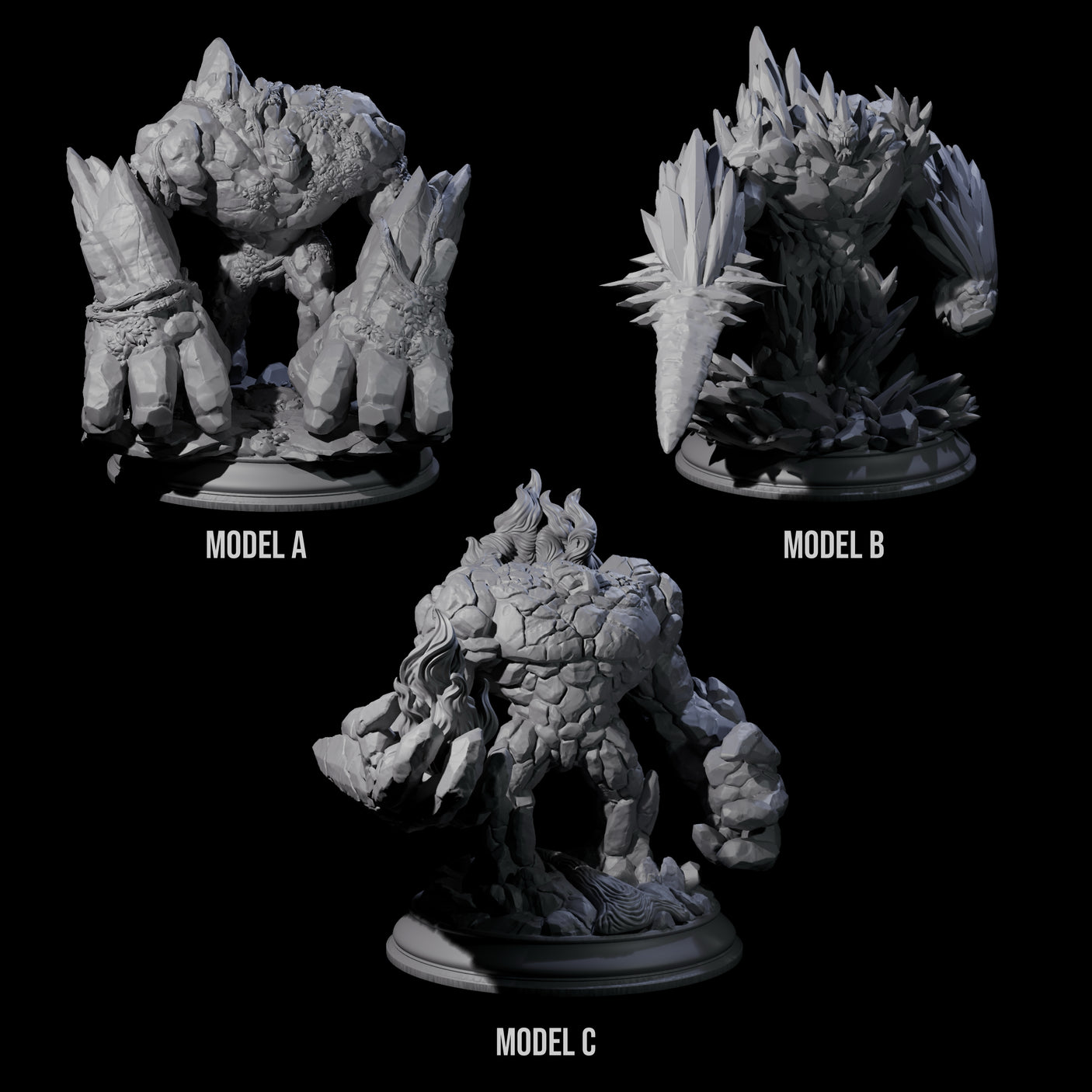 Three Hulking Elemental Golems