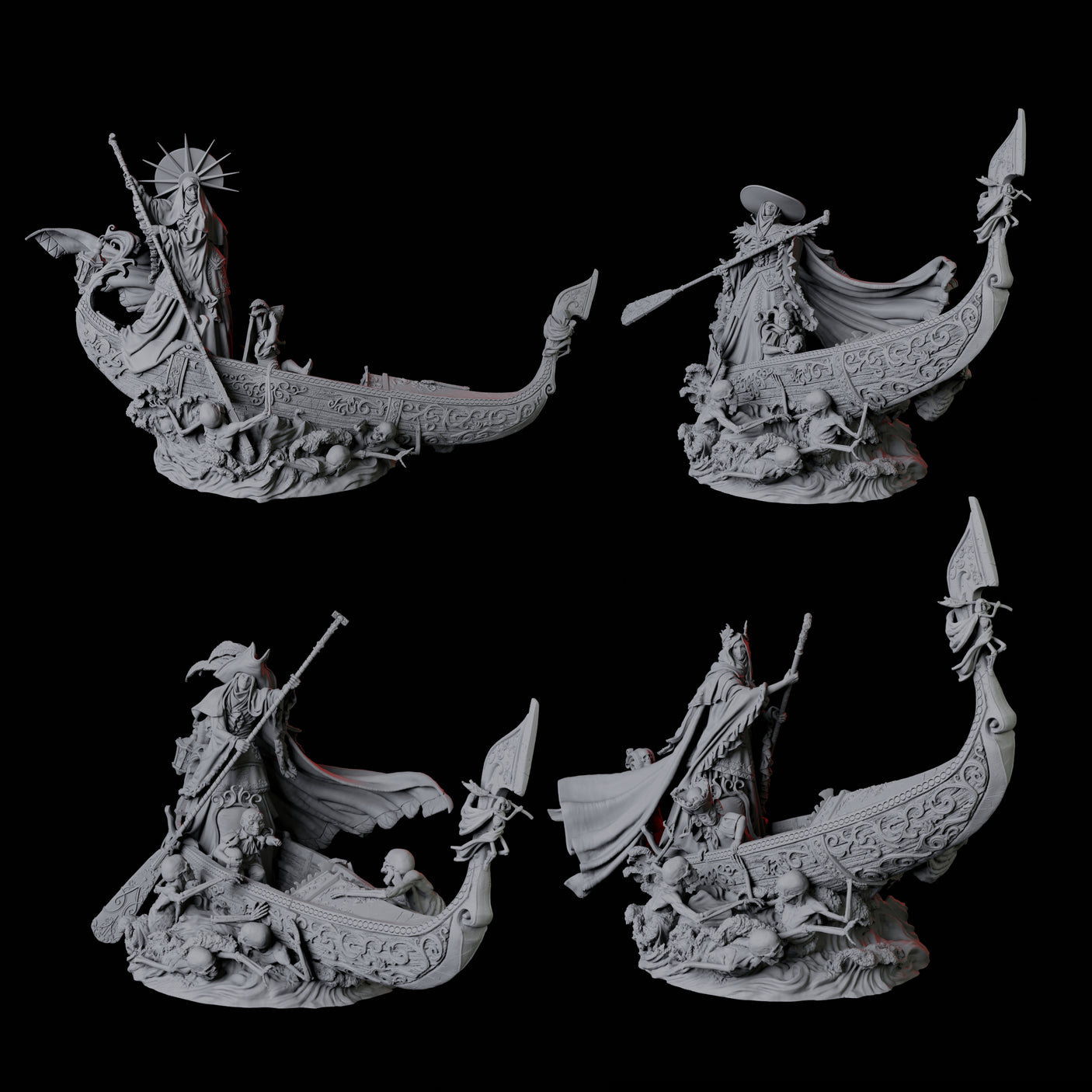 Four Punting Gondoliers of the River Styx