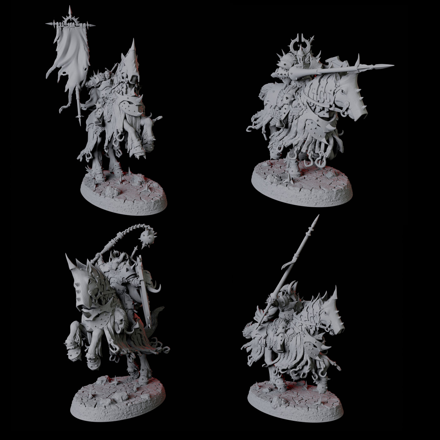 Four Charging Knights