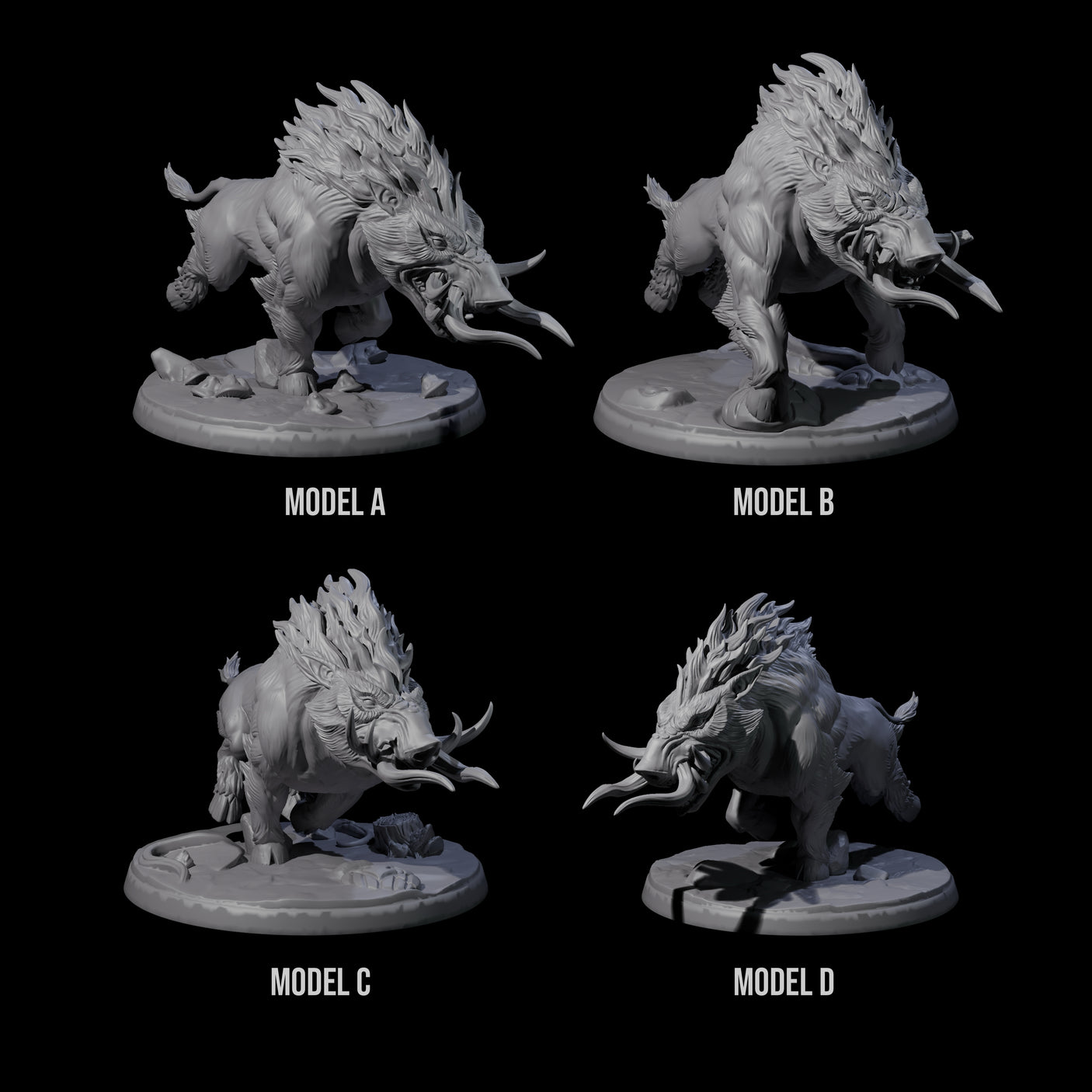Four Roaming Giant Hogs