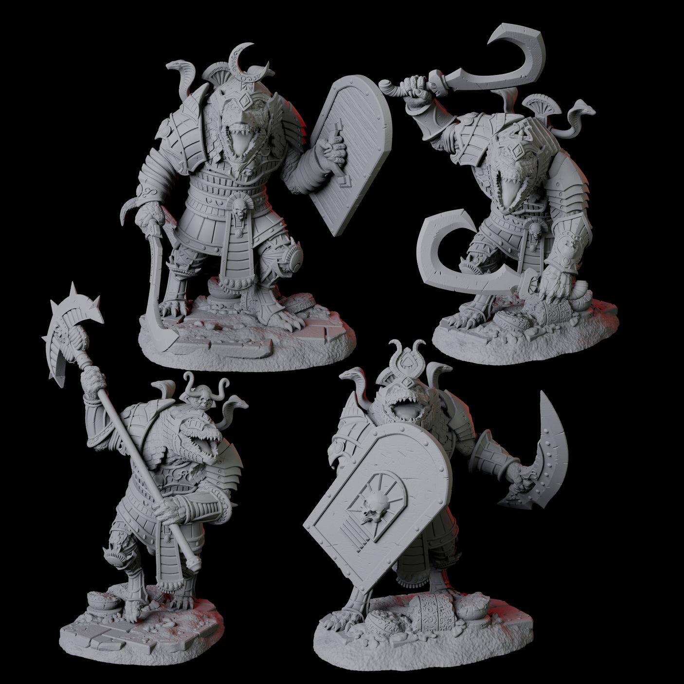 Four Charging Crocodile Lizardfolk Soldiers