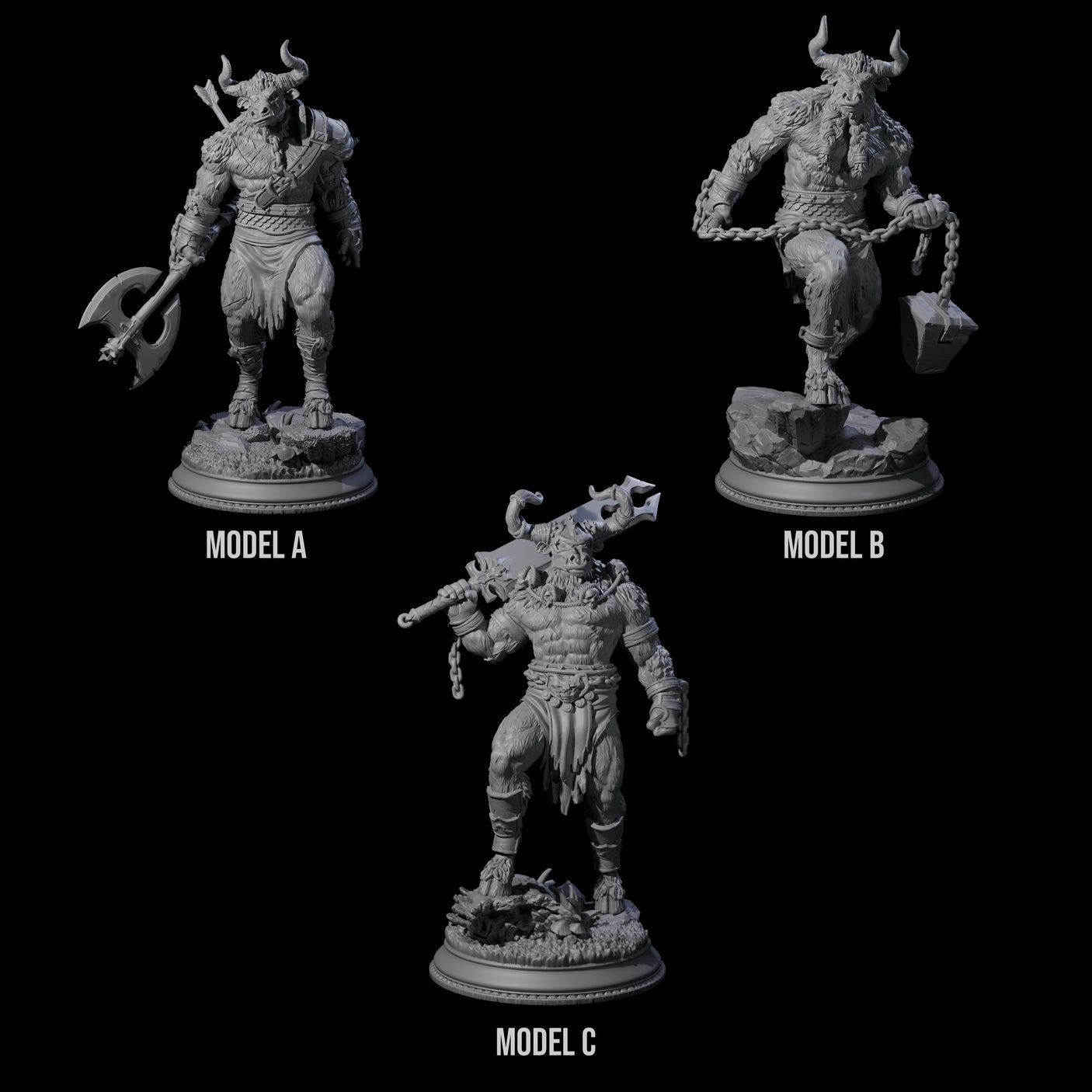 Three Grizzly Minotaur Warriors