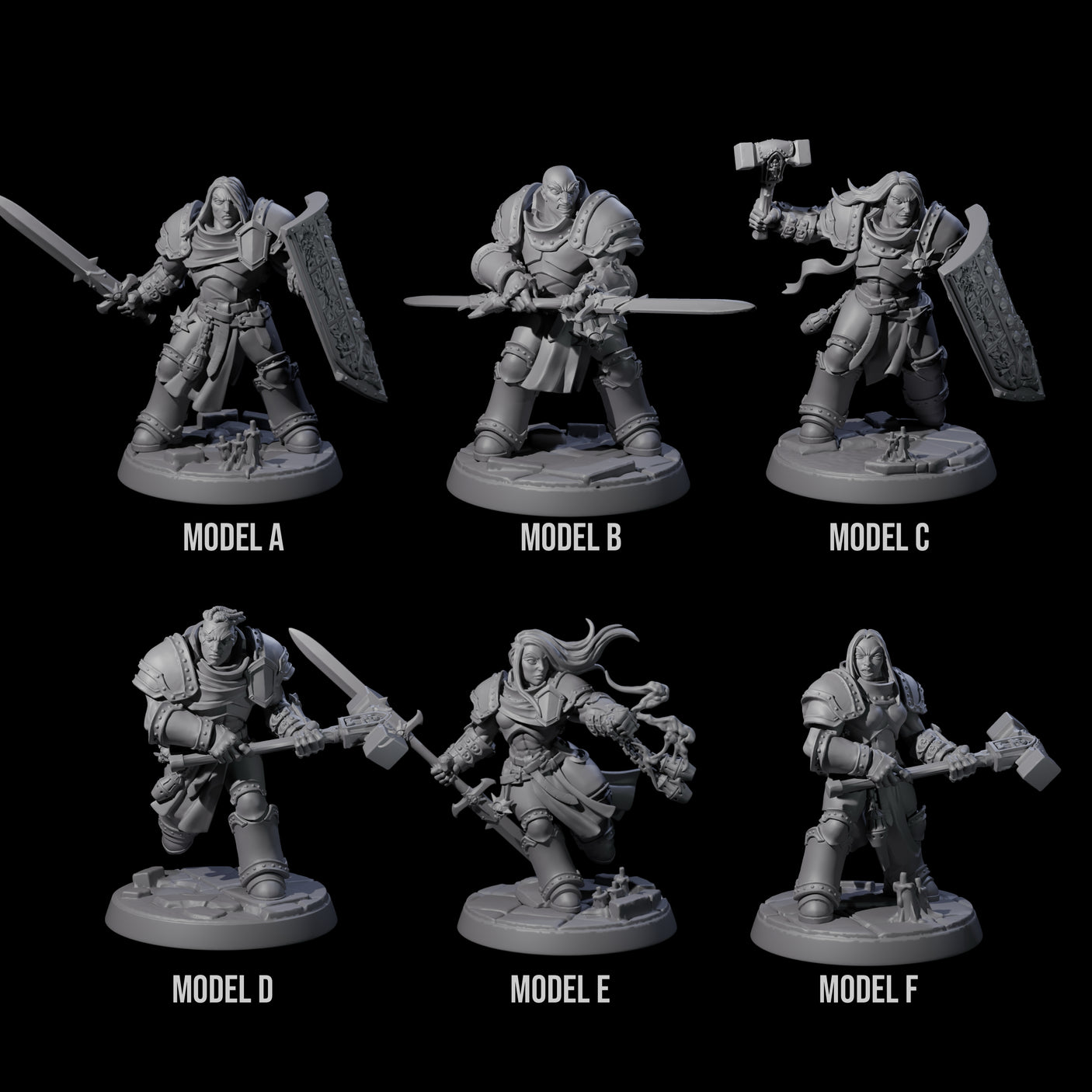 Six Determined Paladin Warriors