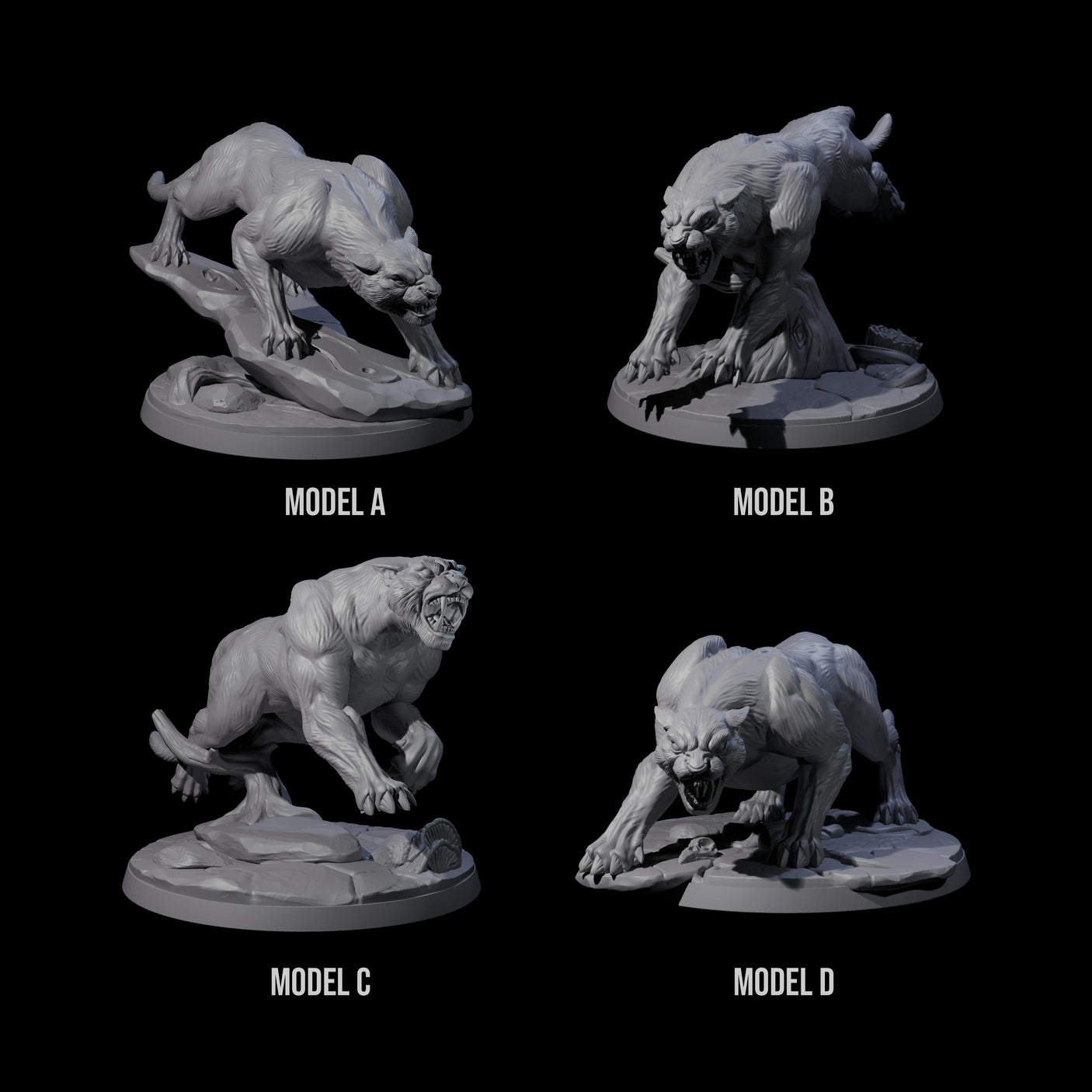 Four Slinking Panthers