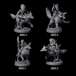 Four Forest Halfing Warriors Riding Foxes