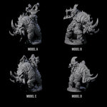 Four Berserker Dwarves riding Tundra Rhinos