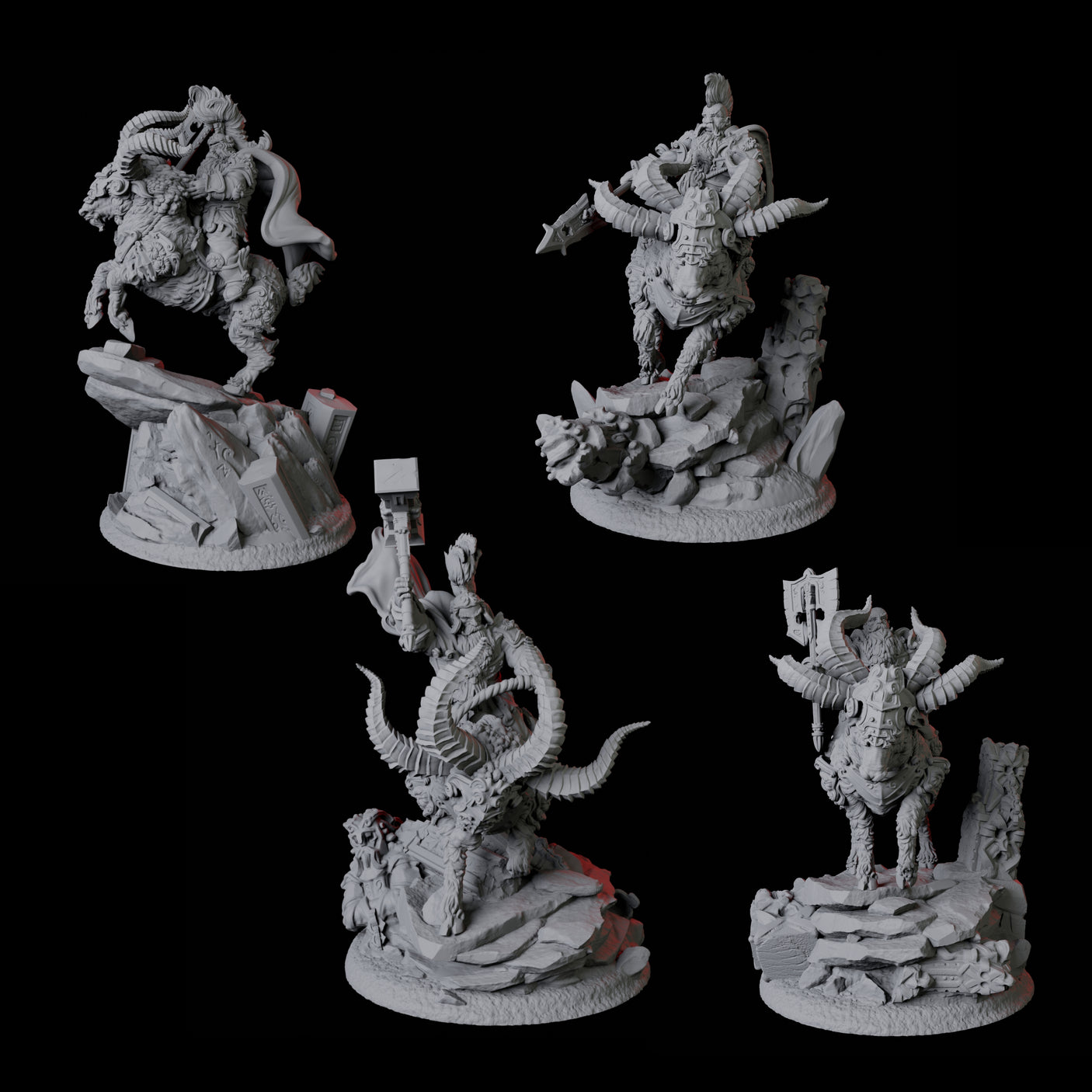 Four Goat Mounted Royal Guards