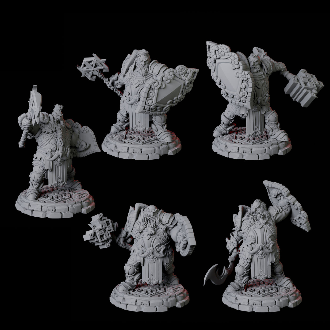 Five Heavy Armoured Dwarf Warriors