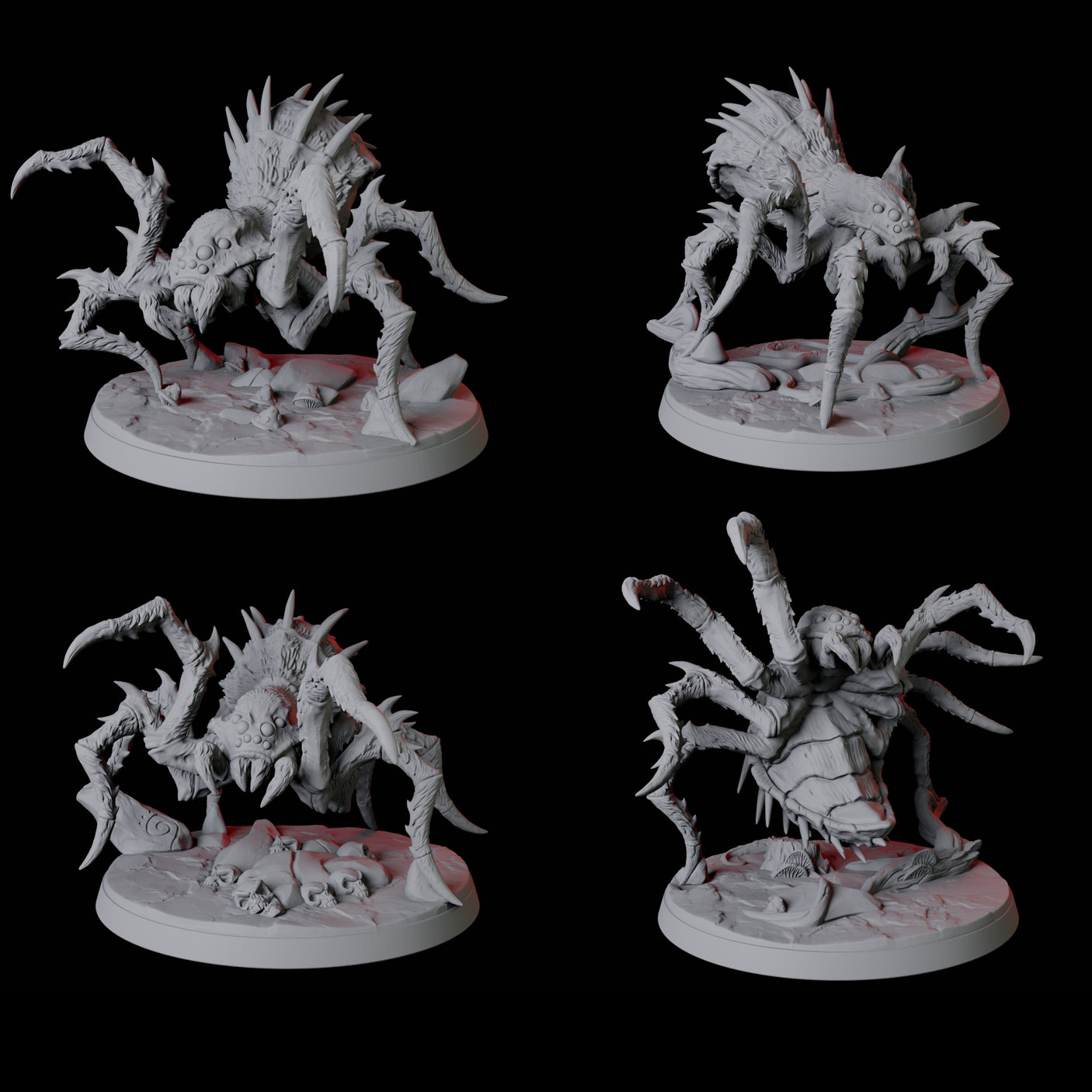 Four Creeping Giant Spiders
