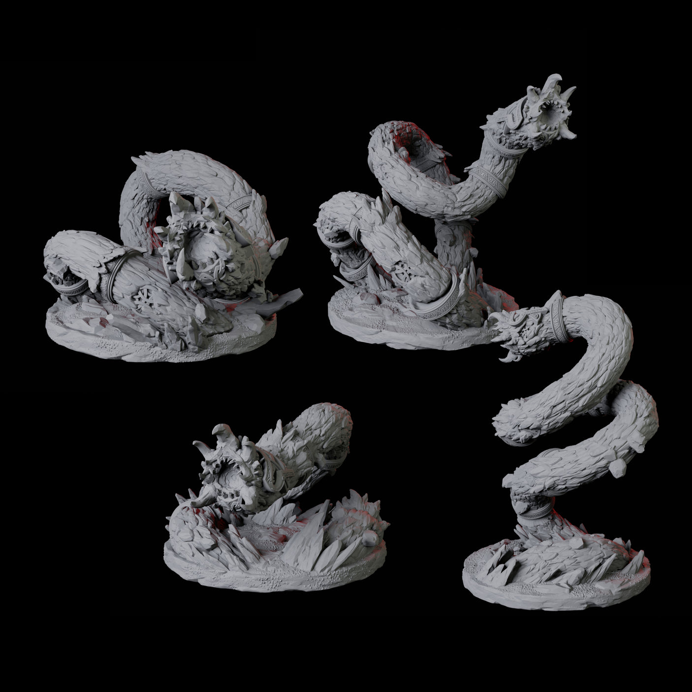 Four Thrashing Purple Worms