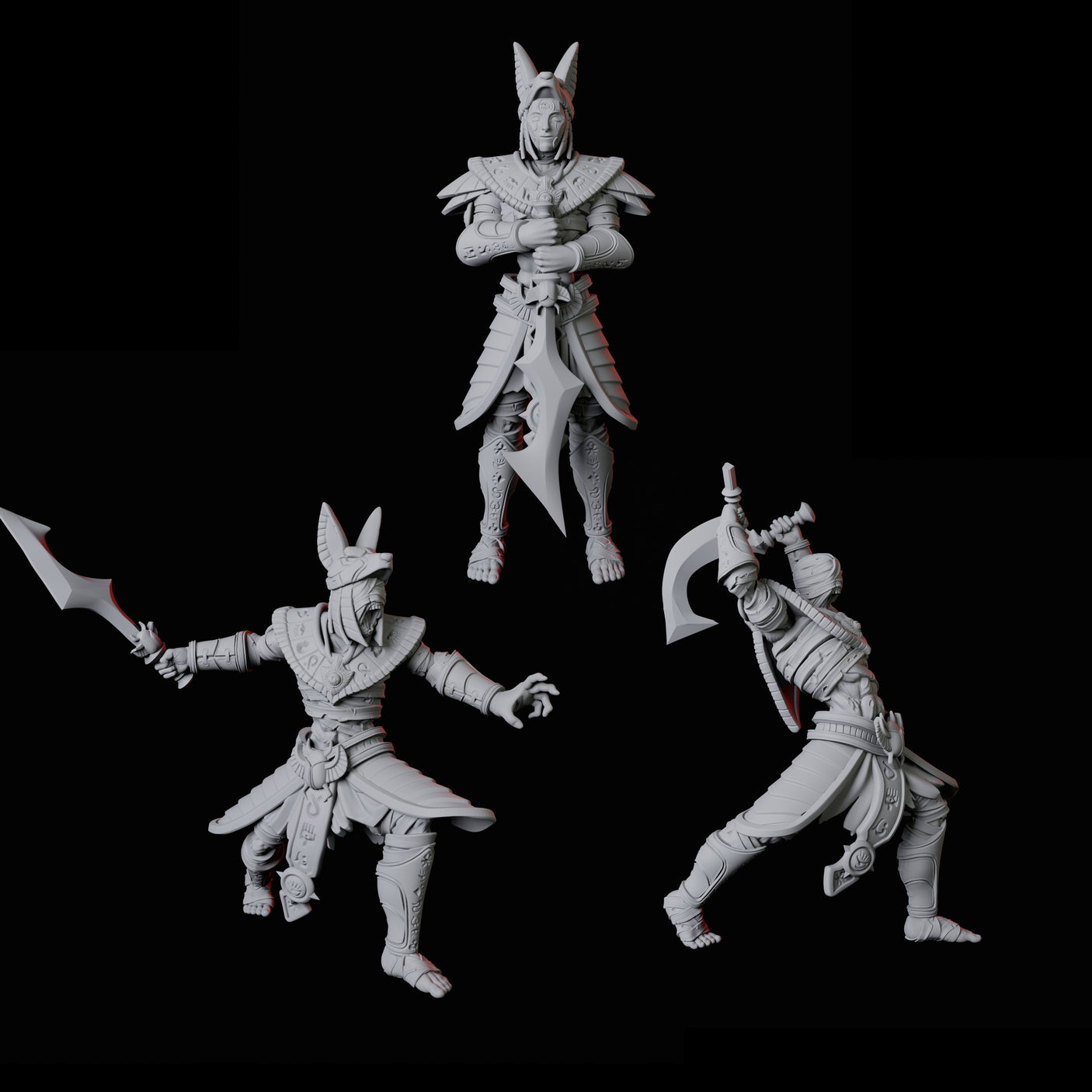 Three Masked Pharaoh Guards
