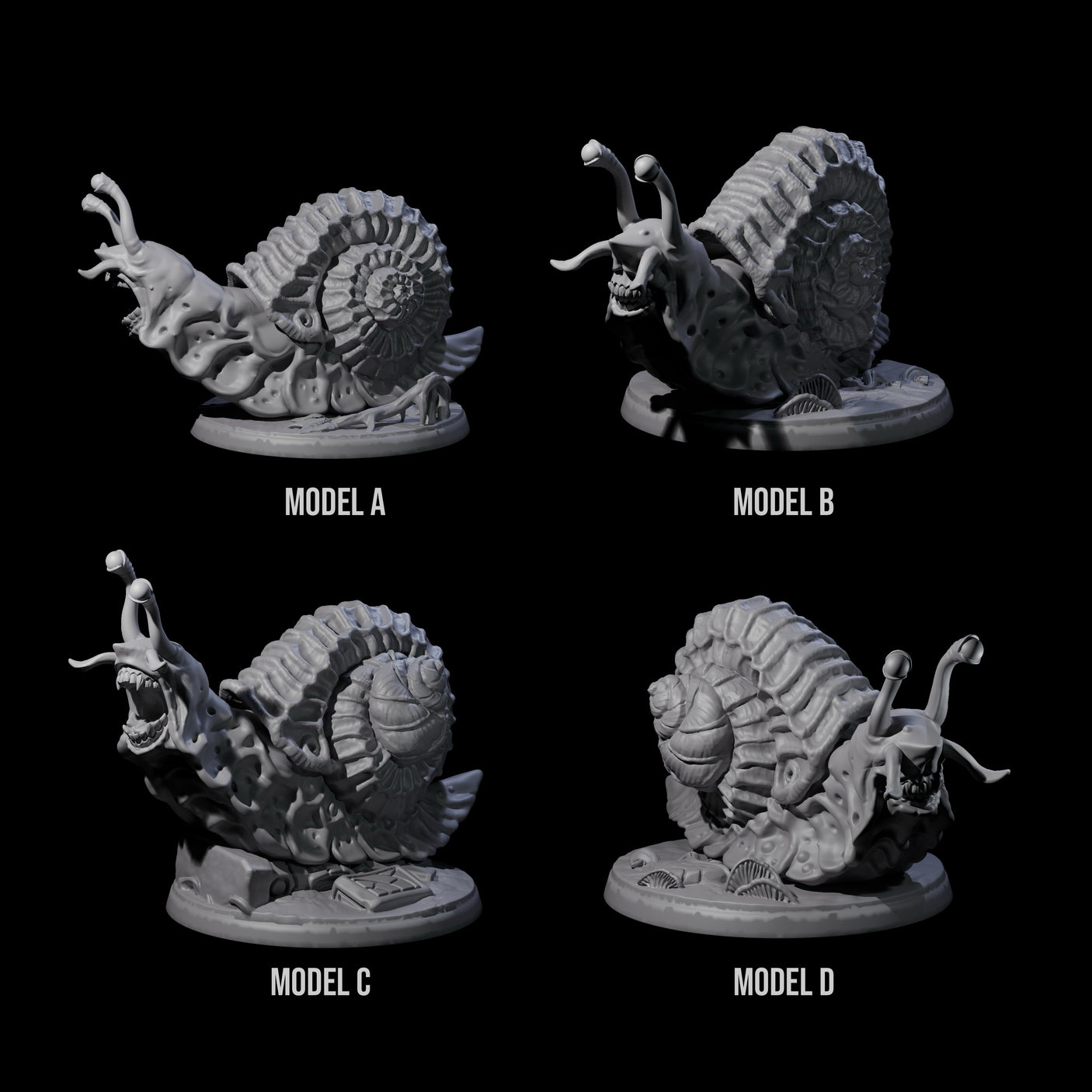 Four Sluggish Giant Snails
