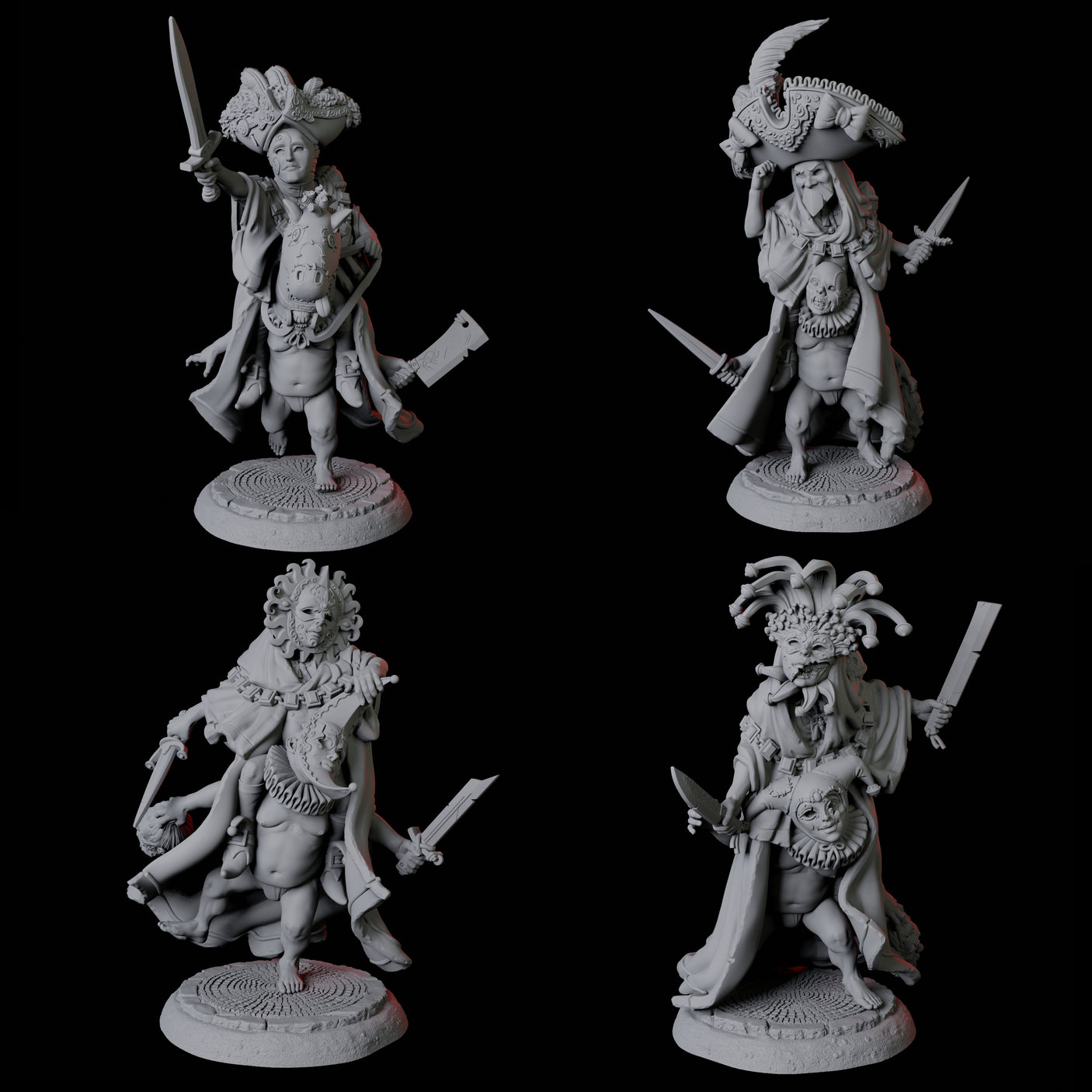 Four Weird Halfling Jester Pairs