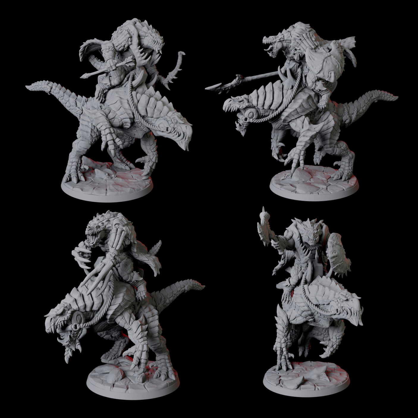 Four Frost Lizardfolk Warrior Riders