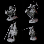 Four Skeletons riding large sphinx cats
