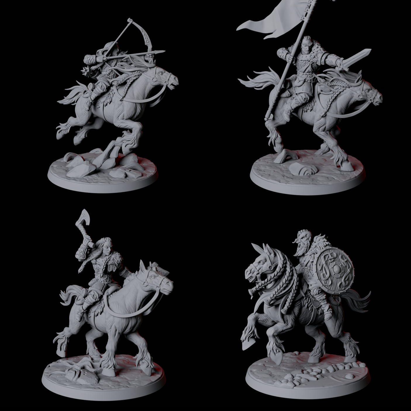 Four Northmen Warrior Horsemen