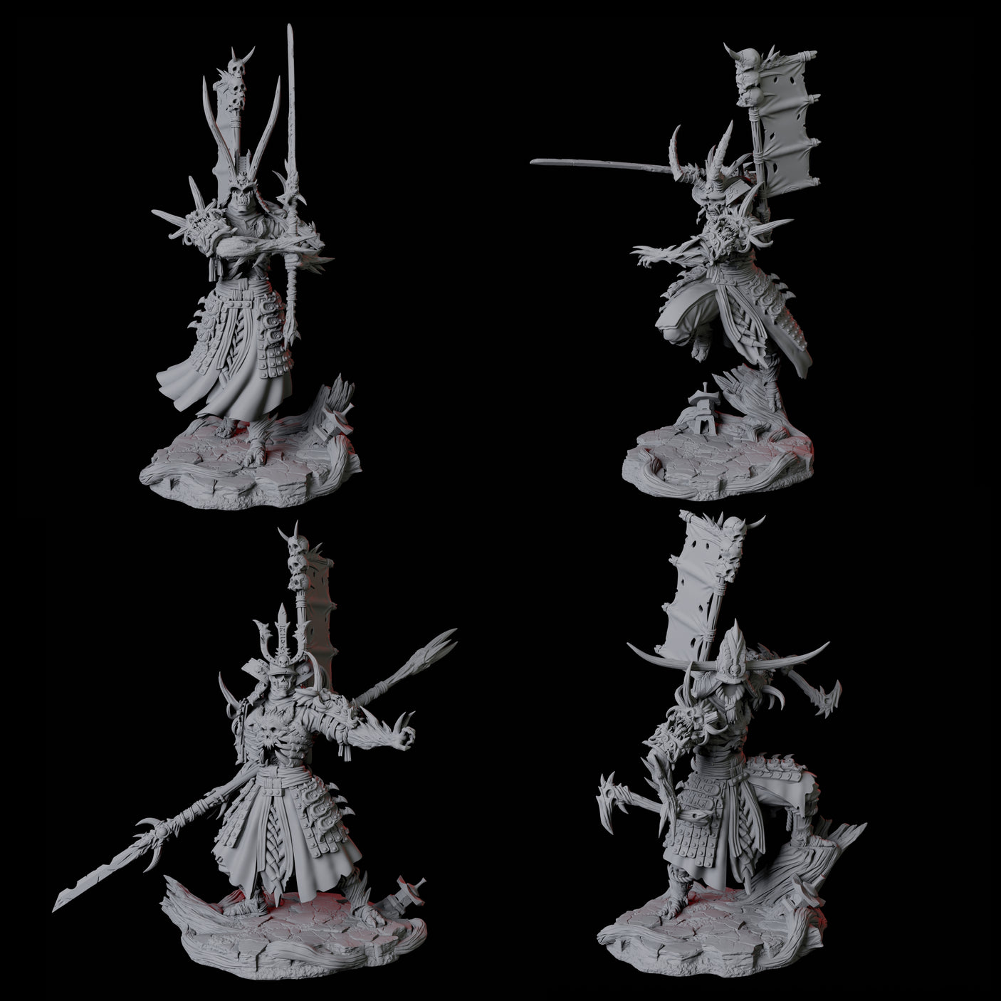 Four Skeletal Undead Samurai