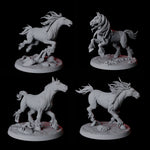 Four Galloping Wild Horses