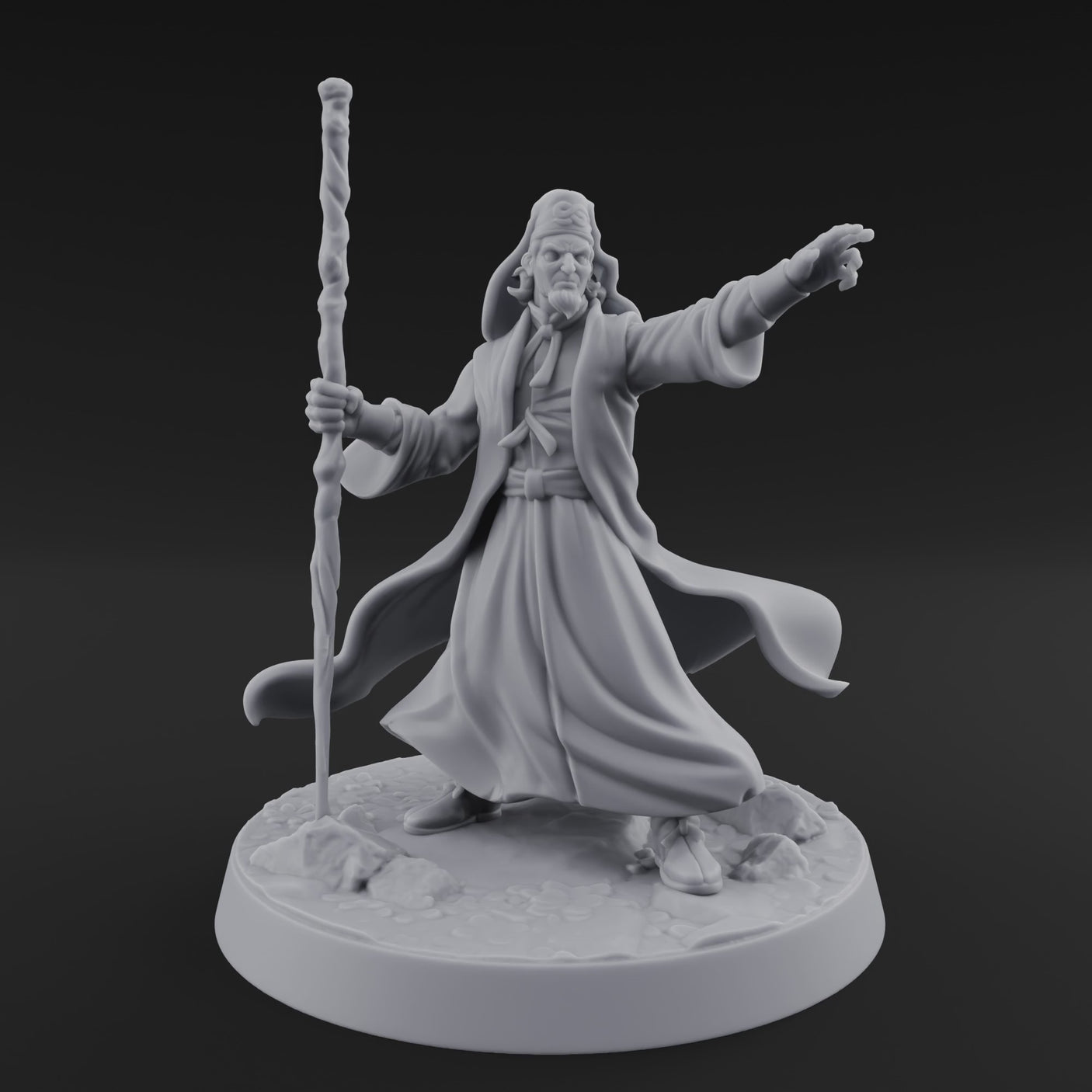 Staff Raised Commanding Human Wizard