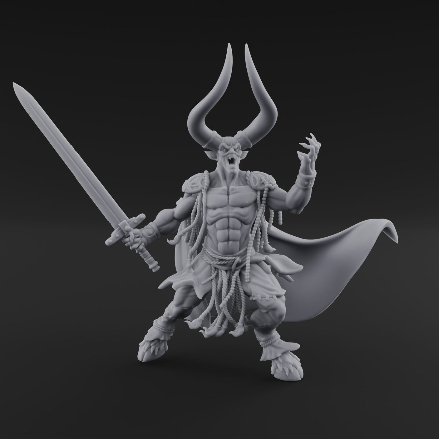 Horns Raised Roaring Demon Warlord