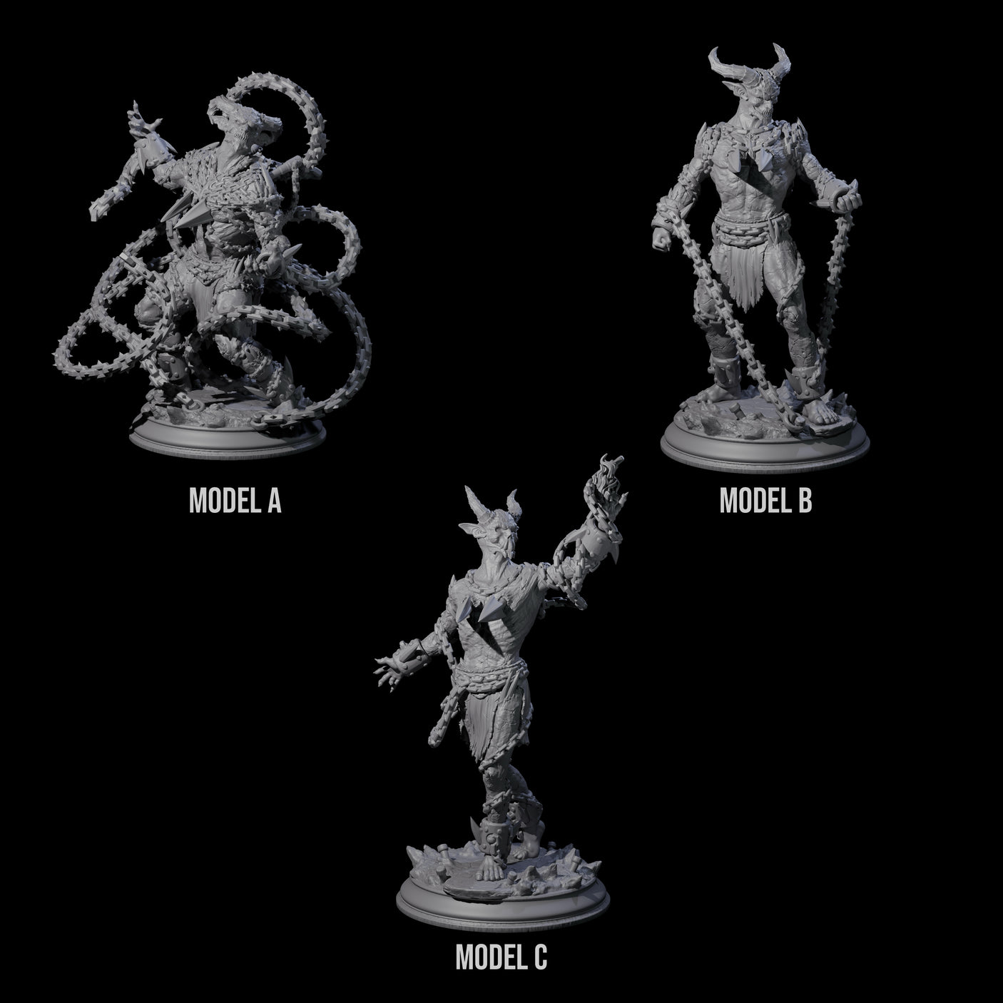 Three Raging Chained Devils