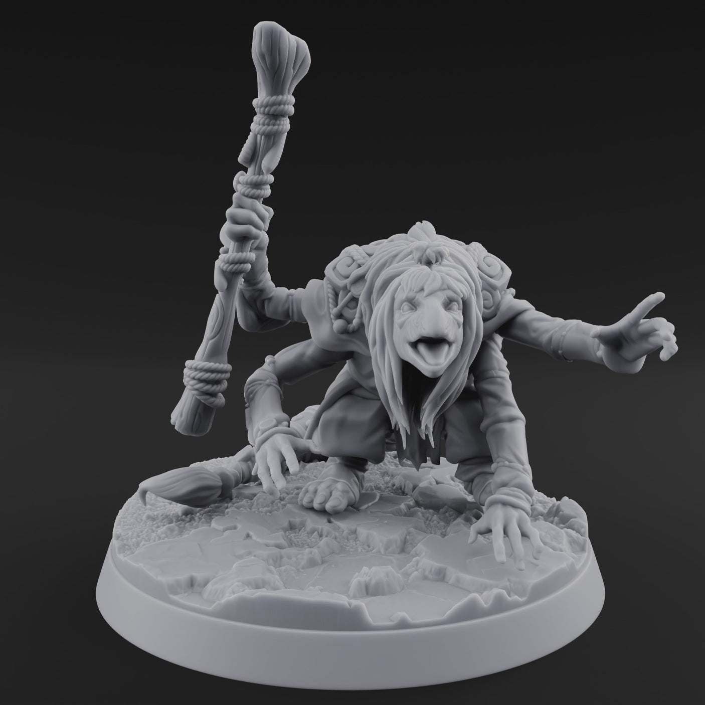 Wand Raised Cackling Goblin Sorcerer