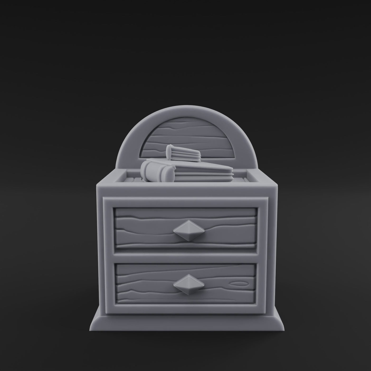 Scroll-Topped Bedroom Nightstand