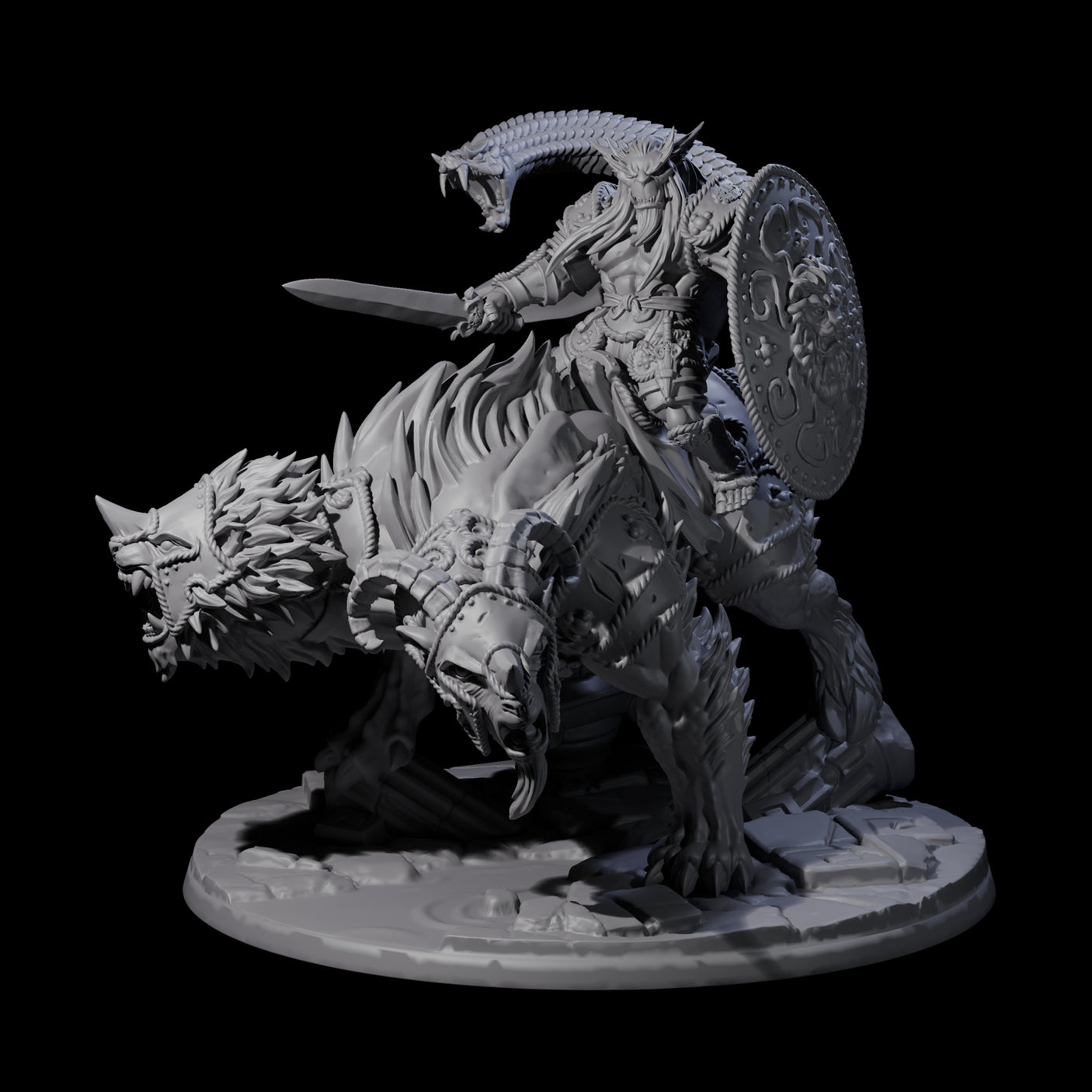Imposing Bugbear Champion mounted on a Chimera