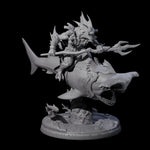 Dripping Sahuagin Warrior riding Shark C