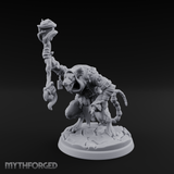Staff Held High Ratfolk Priest Miniature for Dungeons and Dragons, Pathfinder or other TTRPGs