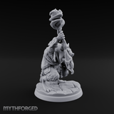 Staff Held High Ratfolk Priest Miniature for Dungeons and Dragons, Pathfinder or other TTRPGs