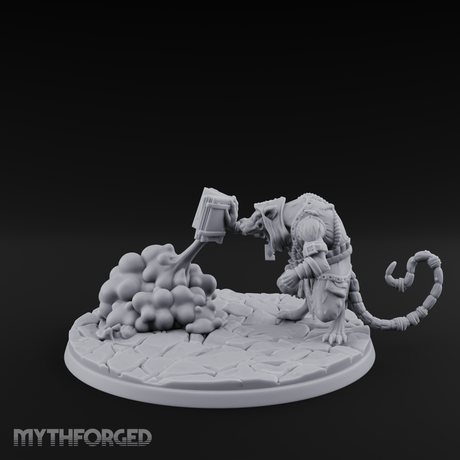 Spell Hurling Ratfolk Priest Miniature for Dungeons and Dragons, Pathfinder or other TTRPGs