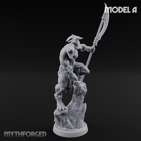 Perched And Brandishing Rakshasa Prowlers A Miniature for Dungeons and Dragons, Pathfinder or other TTRPGs