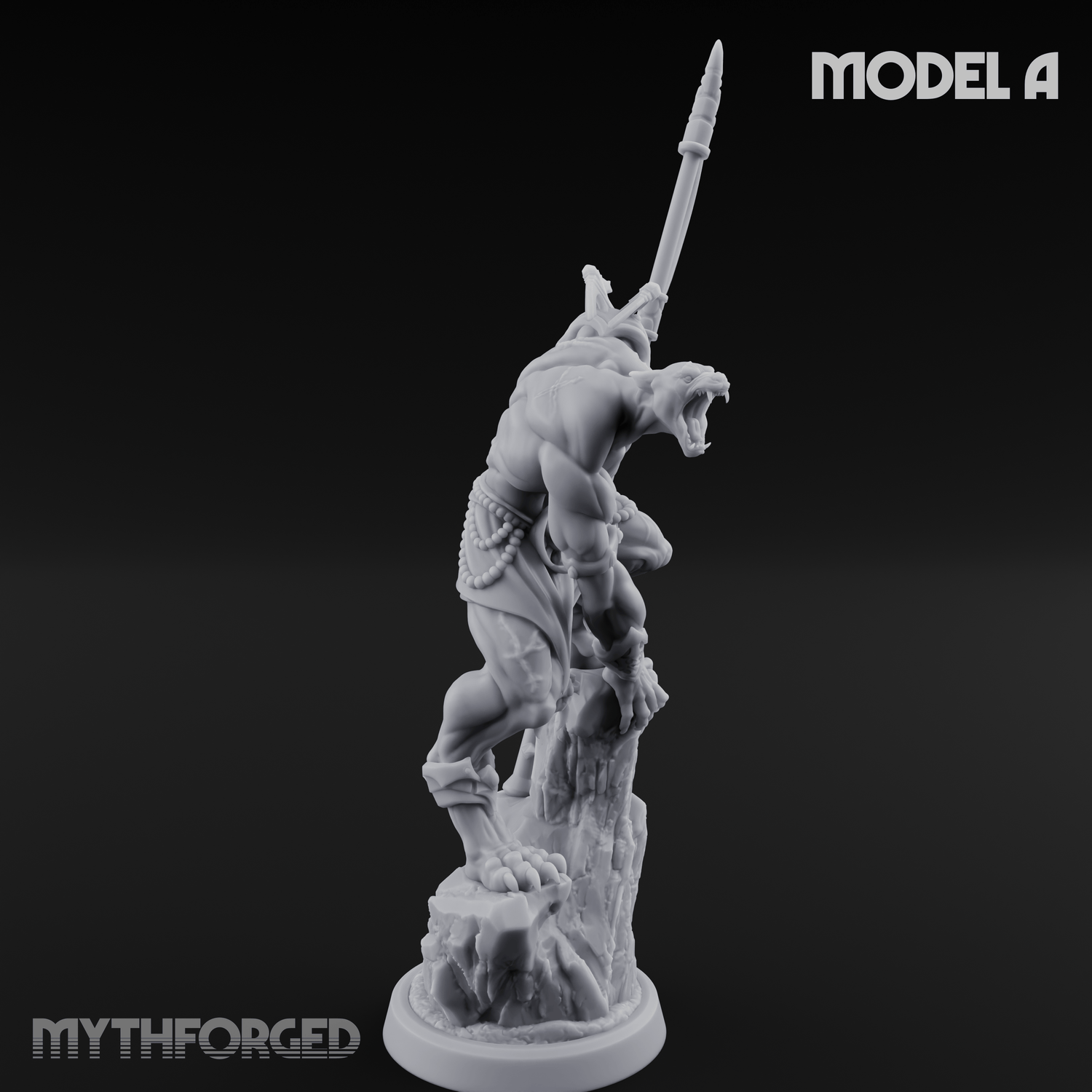 Perched And Brandishing Rakshasa Prowlers Miniature for Dungeons and Dragons, Pathfinder or other TTRPGs