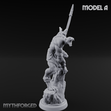 Perched And Brandishing Rakshasa Prowlers Miniature for Dungeons and Dragons, Pathfinder or other TTRPGs