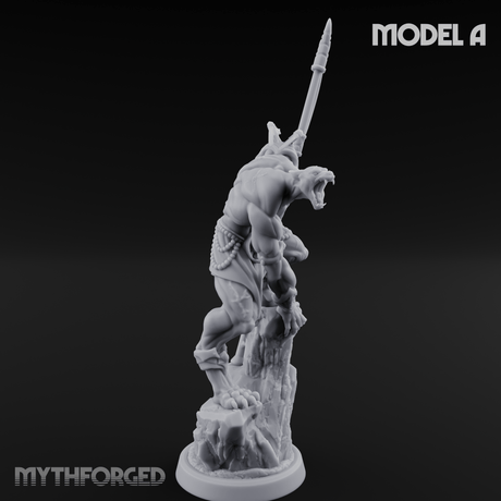 Perched And Brandishing Rakshasa Prowlers A Miniature for Dungeons and Dragons, Pathfinder or other TTRPGs