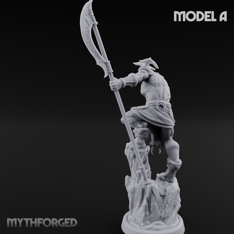 Perched And Brandishing Rakshasa Prowlers A Miniature for Dungeons and Dragons, Pathfinder or other TTRPGs