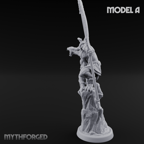 Perched And Brandishing Rakshasa Prowlers A Miniature for Dungeons and Dragons, Pathfinder or other TTRPGs