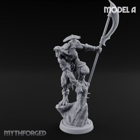Perched And Brandishing Rakshasa Prowlers A Miniature for Dungeons and Dragons, Pathfinder or other TTRPGs